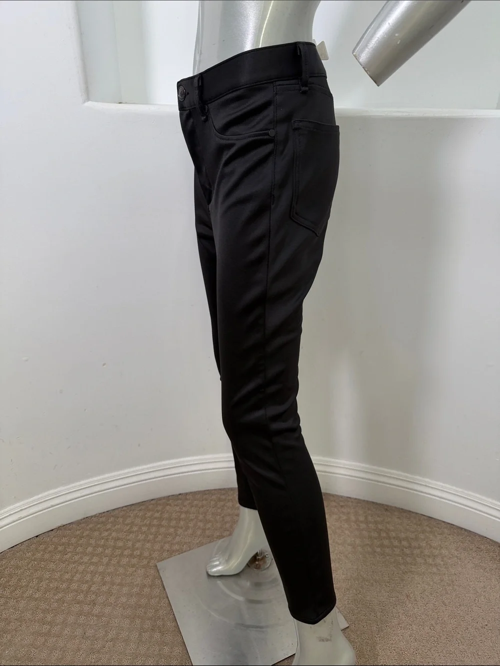 rag & bone Women’s High Rise Ankle Skinny Black Stretch Slim Satin Pants Sise 28